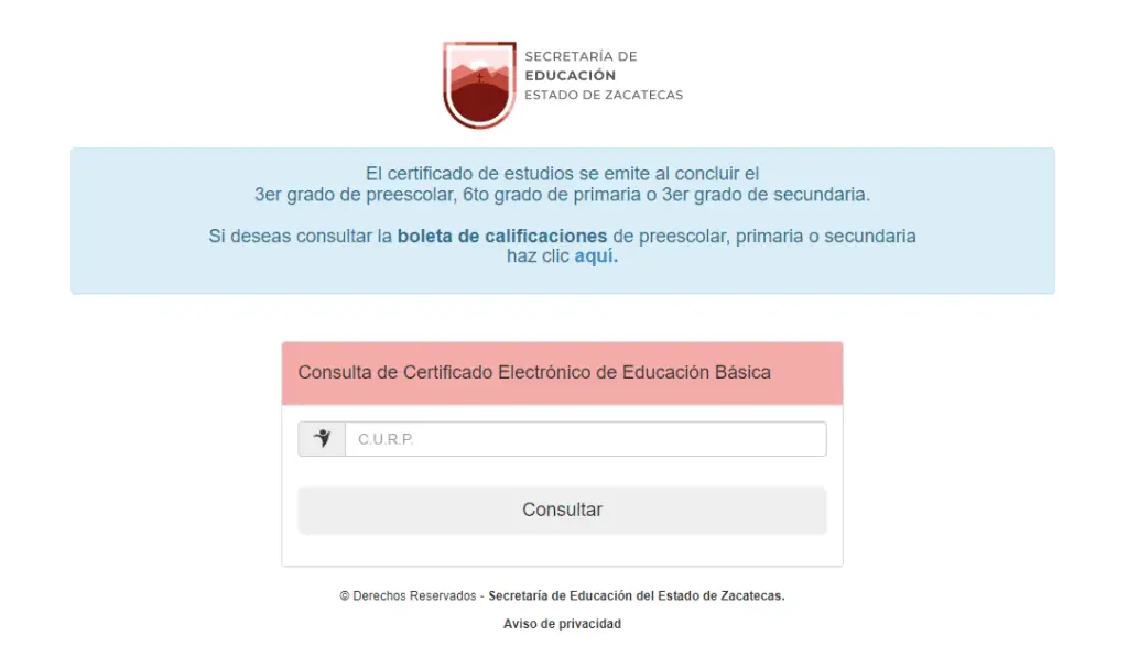 Certificado de primaria Zacatecas